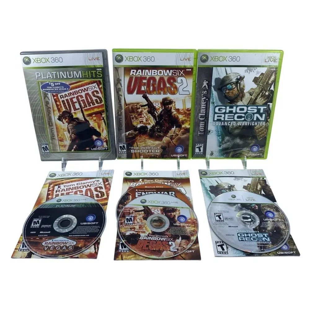 Tom Clancy Xbox 360 Lot Rainbow Six Vegas 1 & 2 Ghost Recon Complete CIB
